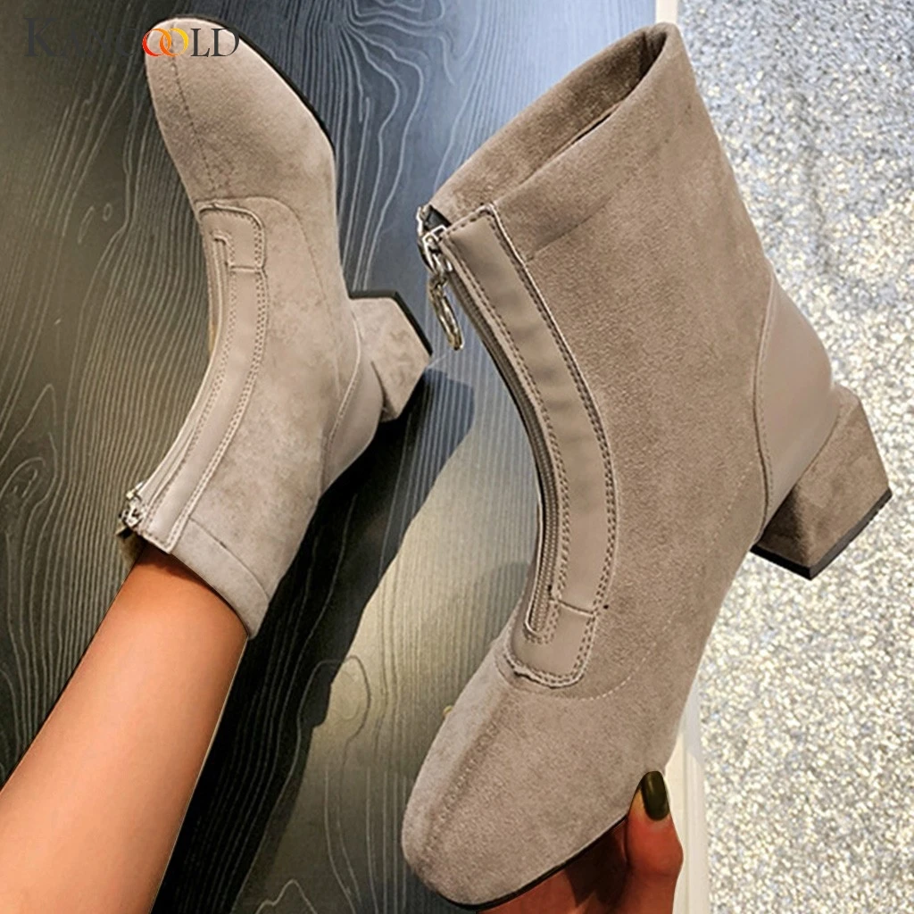 

KANCOOLD Fashion Ankle Elastic Sock Boots Chunky High Heels Stretch Women Autumn Sexy Booties Pointed Toe Women Pump Size 35-40