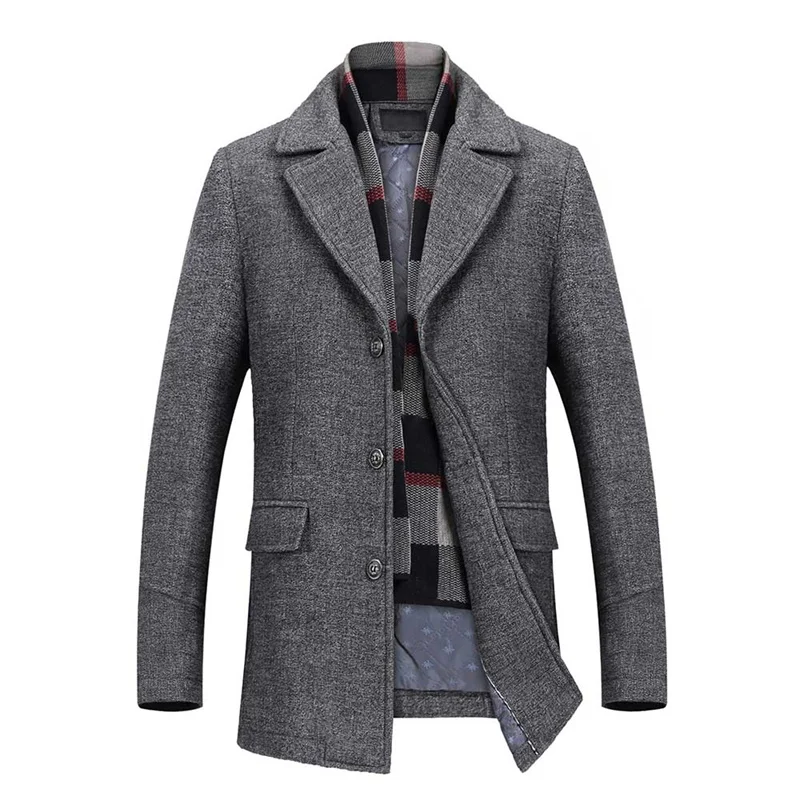 YOUTHUP Winter Men's Long Wool Jacket Single Breasted Slim Fashion Solid Coats Overcoats Topcoat Mens Fitness Coat Streetwear YOUTHUP Winter Men's Long Wool Jacket Single Breasted Slim Fashion Solid Coats Overcoats Topcoat Mens Fitness Coat Streetwear