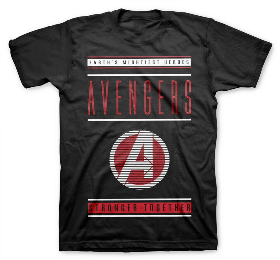 Мстители Endgame логотип сильнее вместе Marvel Черная Мужская футболка на заказ