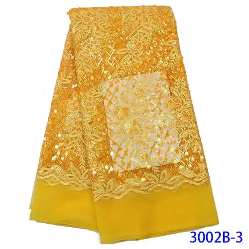 Arfican Sequin Lace Fabric Dresses, Newest Embroidery Lace Wedding Fabric, Latest Bridal Yellow Lace Material Mr3002b - Цвет: p3