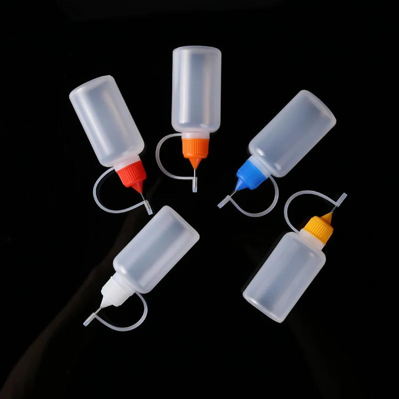 5Pcs Blue Needle Tip Plastic Glue/ Paint Applicator Bottle 30ml Empty 