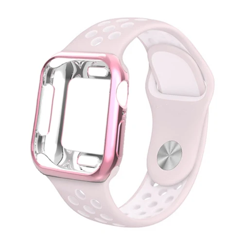 light pink white 17 Чехол для Apple Watch band 4 ремешка 42 мм/38 мм iwatch 3 диапазона 44 мм/40 мм correa силиконовый спортивный браслет наручные часы серии 2/1 - Цвет ремешка: light pink white 17
