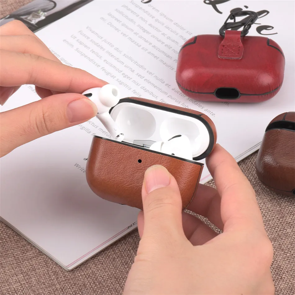 KJOEW для Airpods Pro Чехол чистый цвет кожа с кнопкой PC чехол для airpods 3 pro защитный чехол для бизнес аксессуаров