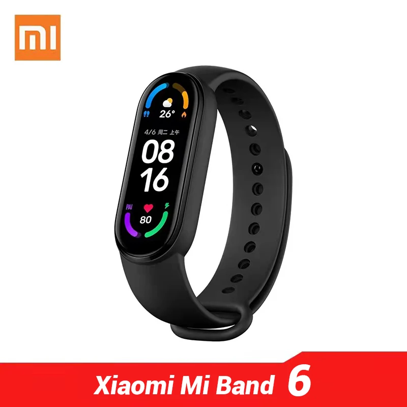 سوار شاومي Mi Band 6 الذكي SpO2 لاختبار الأكسجين في الدم بشاشة 1.56 بوصة AMOLED MiBand 6 2021 إصدار جديد أساسي و NFC 2