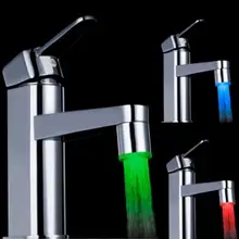7 Colors RGB Changing Glow LED Water Faucet Stream Light Shower Tap Head Kitchen Pressure Sensor Bathroom Accessory led faucet light temperature sensor rgb glow shower water shower head stream sink tap torneira bathroom kitchen accessories