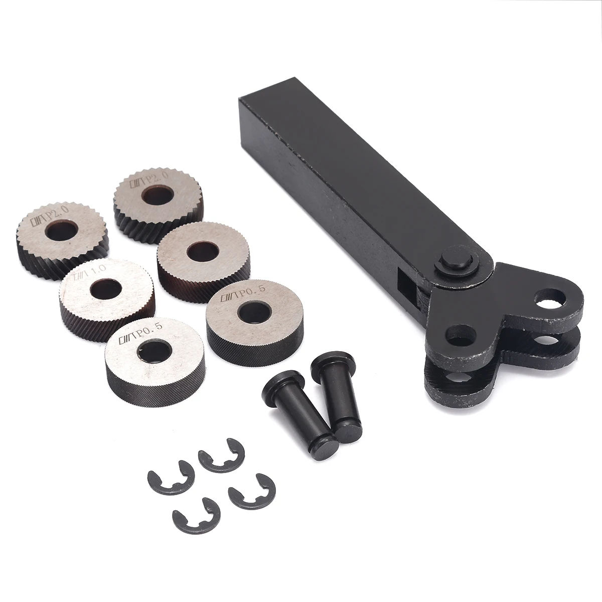 1Pcs New Steel Knurling Tool with 6Pcs Diagonal Linear Knurl Wheel Set 0.5mm 1mm 2mm Pitch