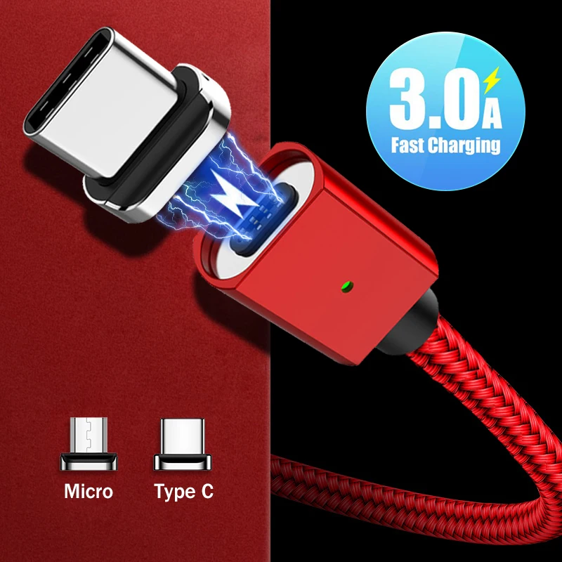 

3A Magnetic USB Micro USB Type C Charging Cable USB C Data Wire Quick Charger Mobile Magnet Cord Android Type C Phone Cables