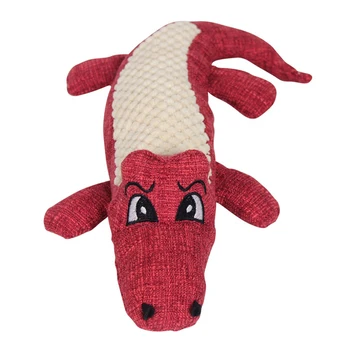 

Pet Chew Toys Pet Puppy Chew Plush Cartoon Animals Squirrel Cotton Bite Toy Crocodile Shaped Squeak Toys Red