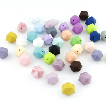 

14MM Irregular beads Candy Colorful Beads For Baby Teether Teething Regular hexahedron Silicone Beads For Mommy Handmaking DIY