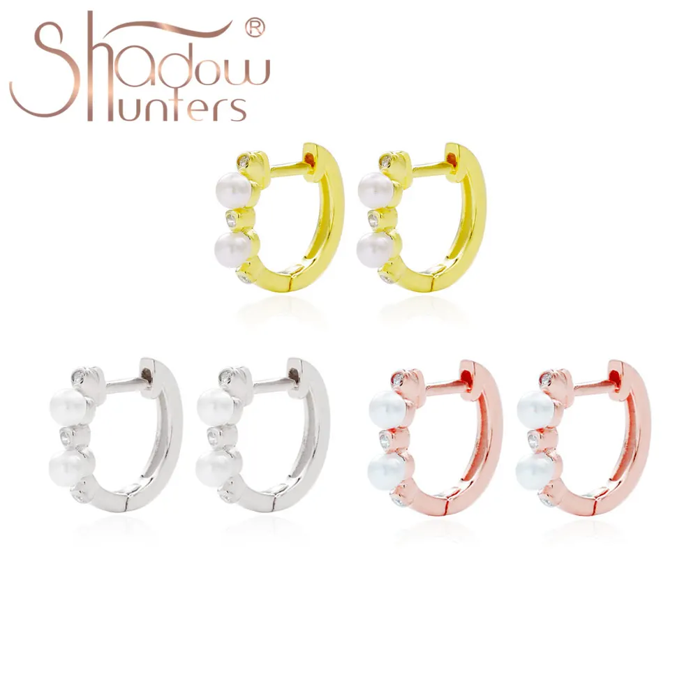 

SHADOWHUNTERS 925 Sterling Silver Romantic Pearl Hoop Earrings For Women Fine Tiny Earrings Trendy 2020 Accessories Piercing