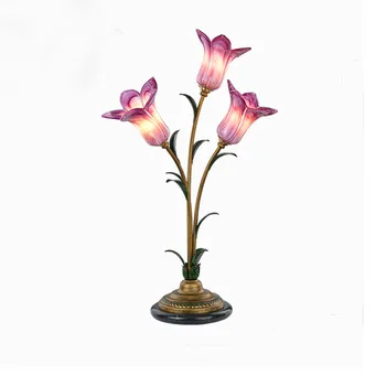 

Pastoral Flower table lamps Gold Nordic Simple Bedroom Bedside Reading Desk Lamp Home Decor LED Table Light Lamparas