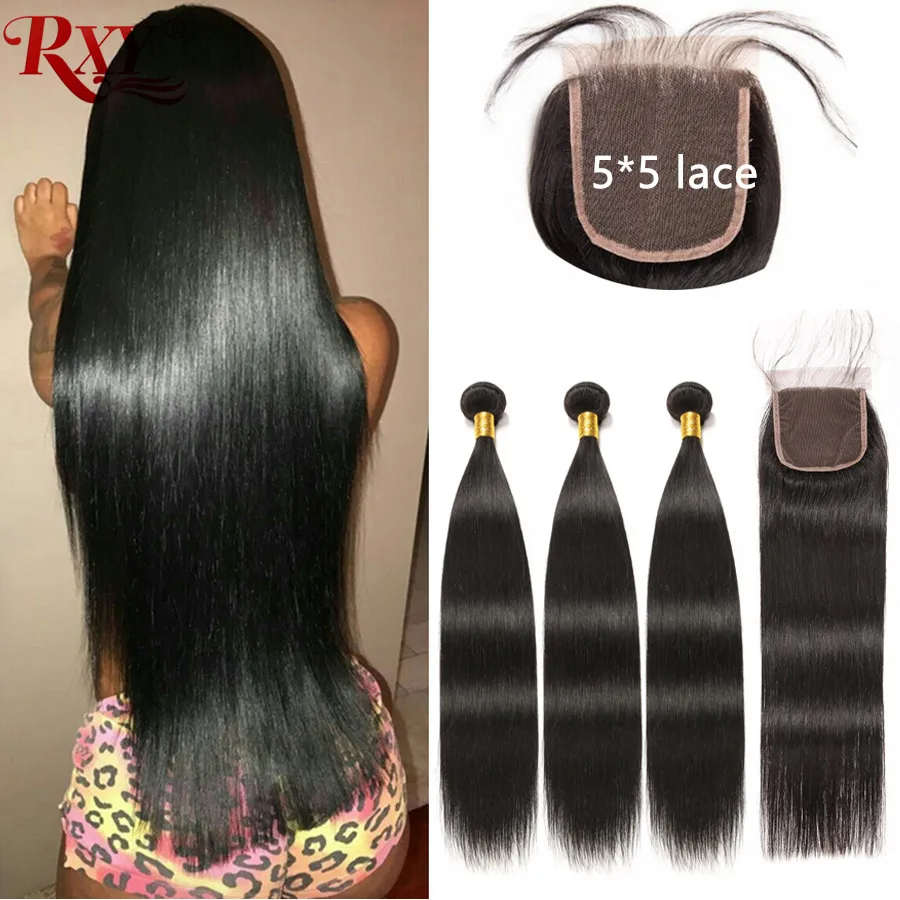 Brazilian-Straight-Hair-Bundles-With-Closure-5x5-Lace-Closure
