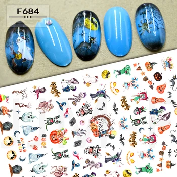 

3D Nail Sticker Decals Self-adhesive Design Stickers for Nails Cartoons Halloween Stickers for Manicure Nail Art Decoration