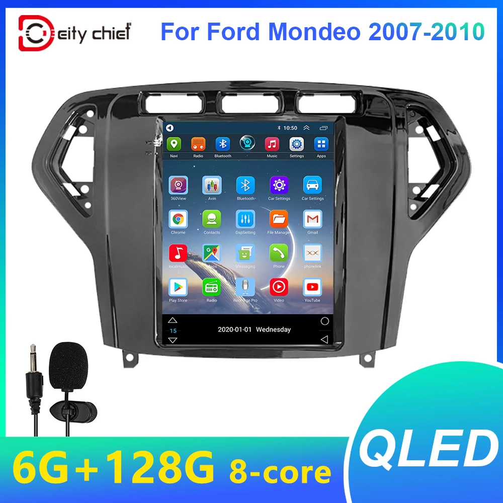 Автомагнитола Tesla в черной рамке для Ford Mondeo4 2006 2007 2008 2009 2010 Android мультимедийный