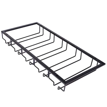 

Iron Art Glass Cup Holder Durable Wine Glass Rack Wine Glass Hanger Wine Glass Hanging Stand for Bar Home (Black, 4-Slot )