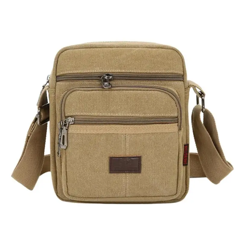 Холщовая мужская сумка через плечо на молнии, повседневная мужская сумка-мессенджер для путешествий, мужская сумка через плечо, сумка для телефона - Цвет: Camel