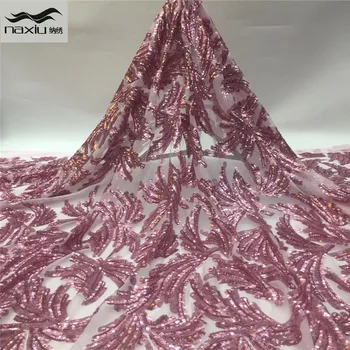 

Madison Latest Sequins Lace Fabrics African Nigerian Tulle Mesh Lace Fabric for Sewing Sequence Lace Fabrics with Sequins