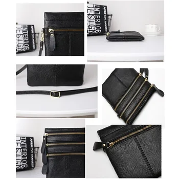 

Creative Genuine Leather Crossbody Bags for Women 2019 Messenger Bags Cow Leather Ladies Three Zipper Mini Shoulder Bag bolsas
