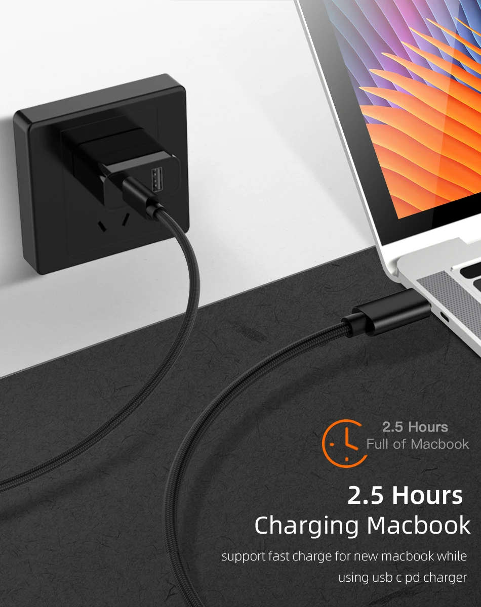 3а usb type-C кабель для быстрой зарядки и передачи данных кабель для Macbook samsung Galaxy S8 S9 Plus 60 Вт QC3.0 PD быстрый USB C type-C кабель