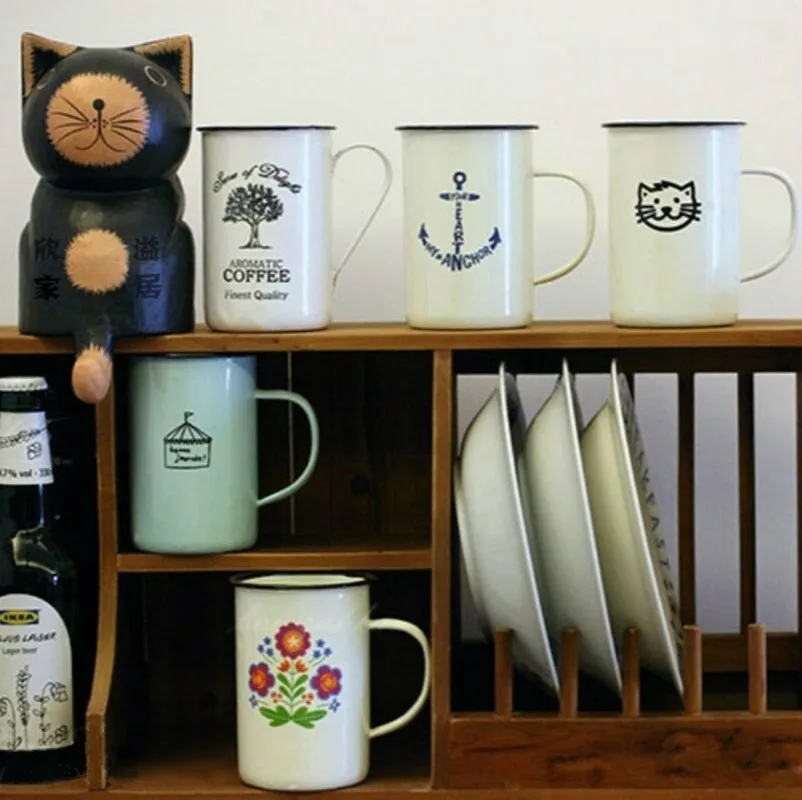 Enamel Coffee Mugs Unbreakable Outdoor Travel Water Cups Beer Cups Camping Bonfire Party Fishing Picnic Gifts