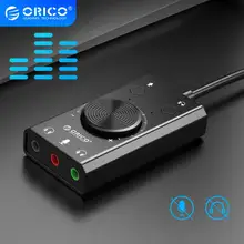 ORICO externe USB carte son stéréo micro haut-parleur casque Audio Jack 3.5mm câble adaptateur interrupteur muet réglage du Volume lecteur libre