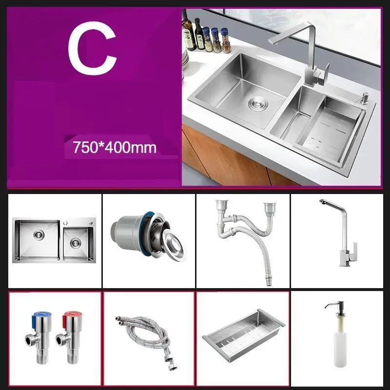 Acero Spoelbak Cuba Para Inox Evier Inoxidable Lavello Cucina кухонная раковина для мытья посуды - Цвет: Number 4