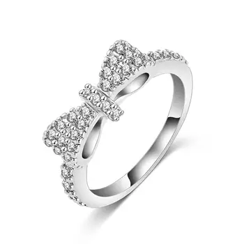 

Fashion Jewelry Elegant Bow Full Diamond Engagement Ring Personality Simple Ladies Luxury Romantic Jewelry Gift Free Shipping