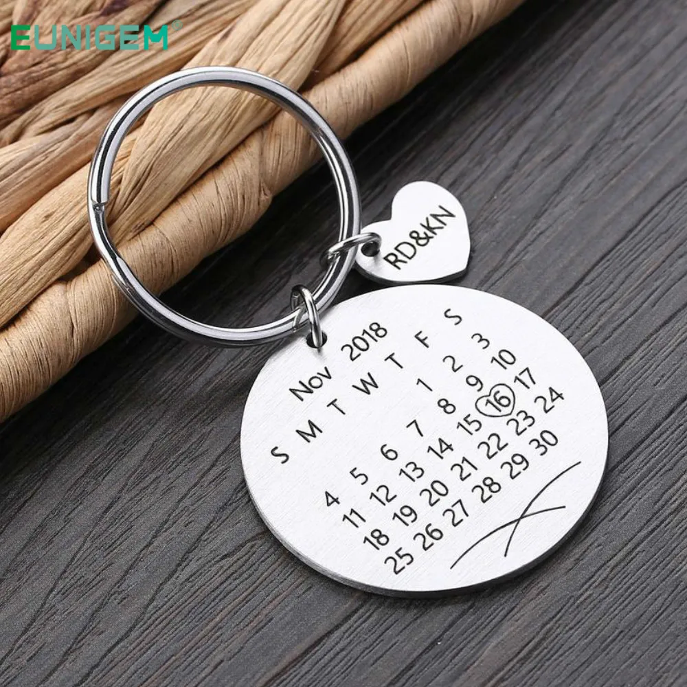 Personalized Calendar Keychains Engraved Key Chain Ring Customized Date Birthday Gift DIY Wedding Anniversary Keyring | Украшения и