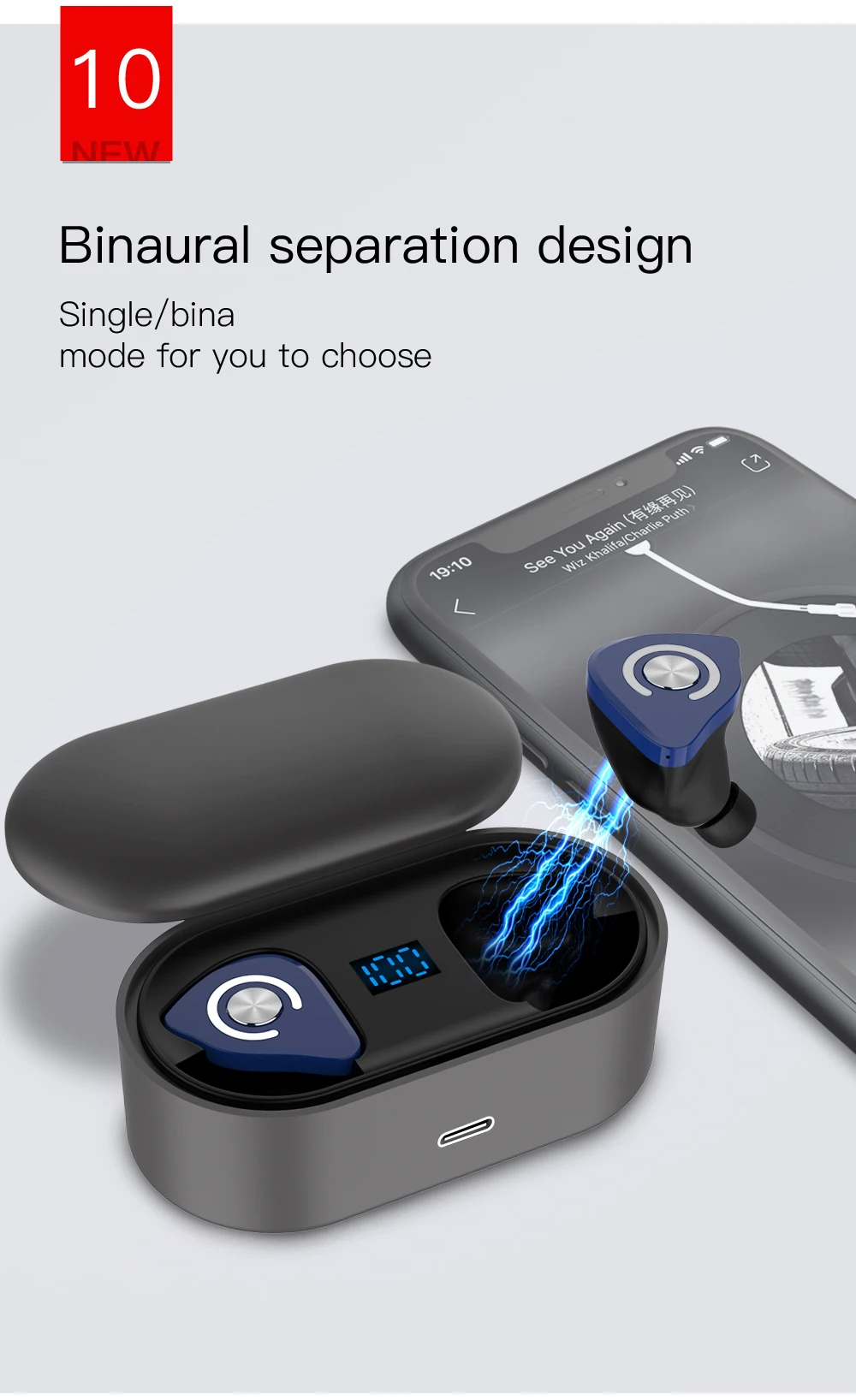 Ubeamer TWS-M9 V5.0 Bluetooth наушники мини настоящая Беспроводная гарнитура стерео бас Bluetooth с микрофоном гарнитура тип-c