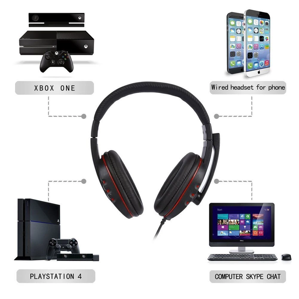 Universal Wired Computer PC Headband Headsets gamer Headphones With Mic 3 5mm