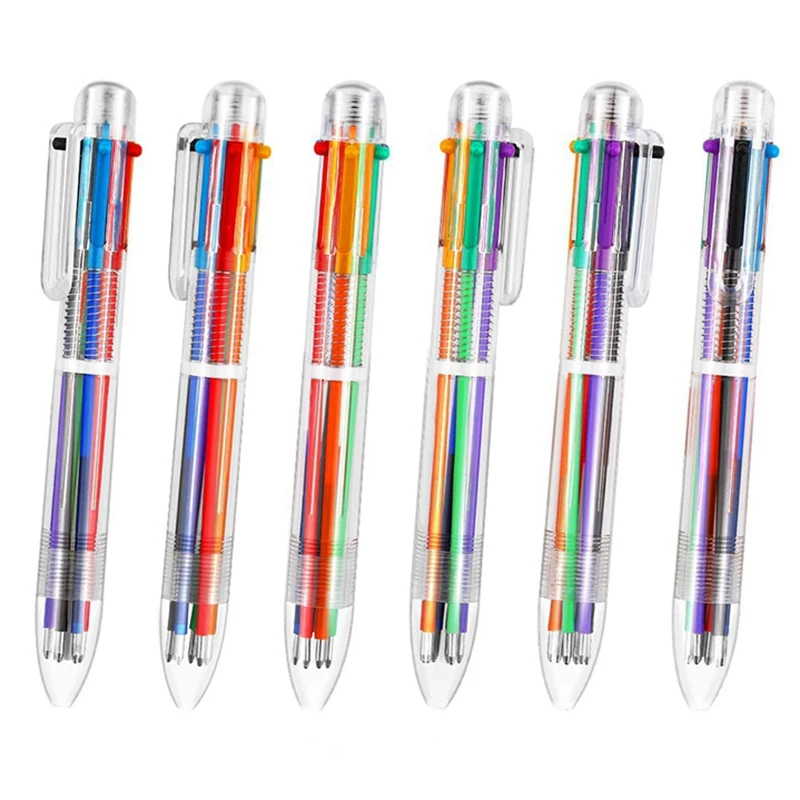 

50Pcs/Lot 6-In-1 Cute Cartoon Multi-Color Multifunction Ballpoint Pen Pressed Oil Color Personalized Stationery