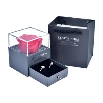 

Simulated Rose Decorated Acrylic Drawer Jewelry Box Ornament Case