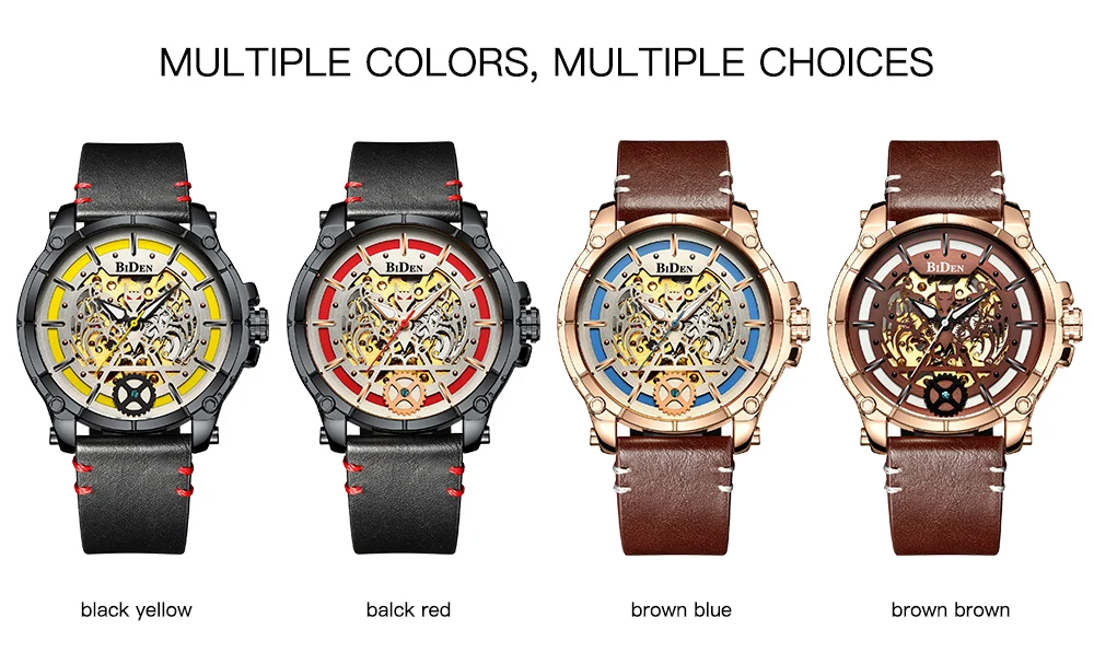 BIDEN Топ бренд для мужчин новая мода автоматические механические часы со скелетом Tourbillon водонепроницаемые спортивные мужские наручные часы Relogio