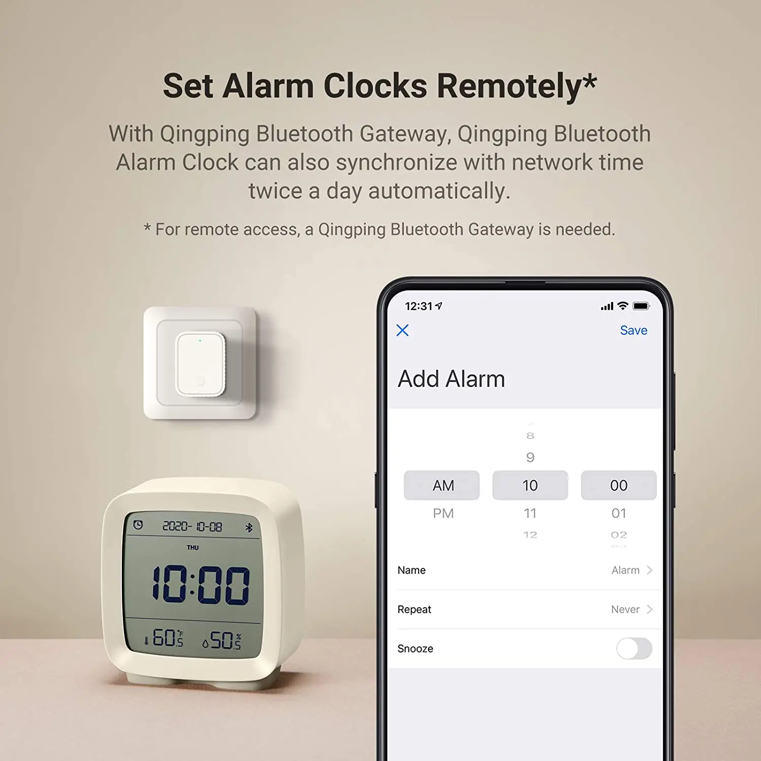 Qingping Cleargrass Bluetooth Alarm Clock smart Control Temperature Humidity Display LCD Screen Adjustable Nightlight Temperature Humidity Meter Smart Night Lamp
