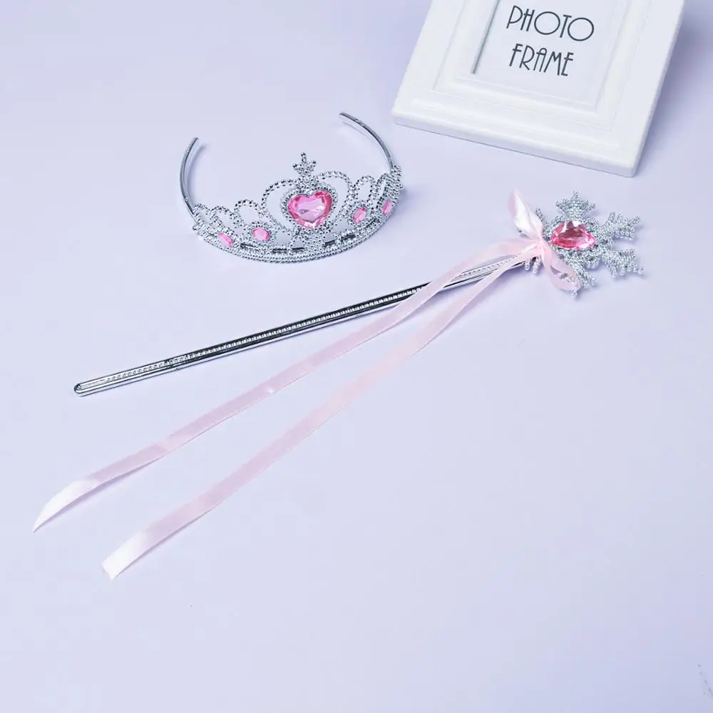 Crown and Wand only Новинка; костюм принцессы Эльзы для девочек; платье для детей; подарок на день рождения; вечерние платья-пачки принцессы для танцев; костюмы на Хэллоуин; костюмы королевы Эльзы - Цвет: Crown and Wand only