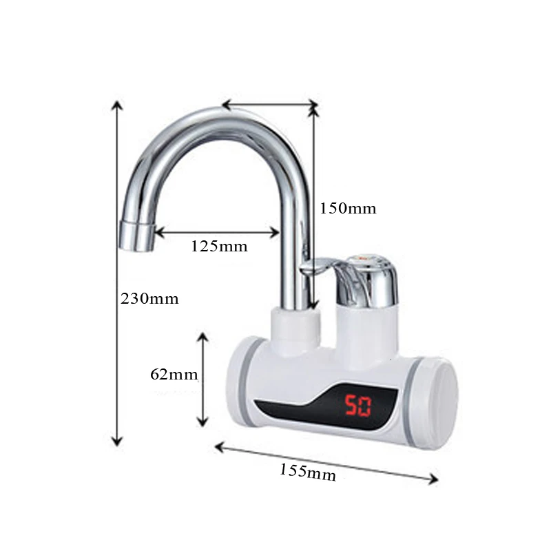 Новейший проточный Мгновенный водонагреватель для крана, Мгновенный водонагреватель для кухни, кран для горячей воды, светодиодный, цифровой, с европейской вилкой - Цвет: small lateral type