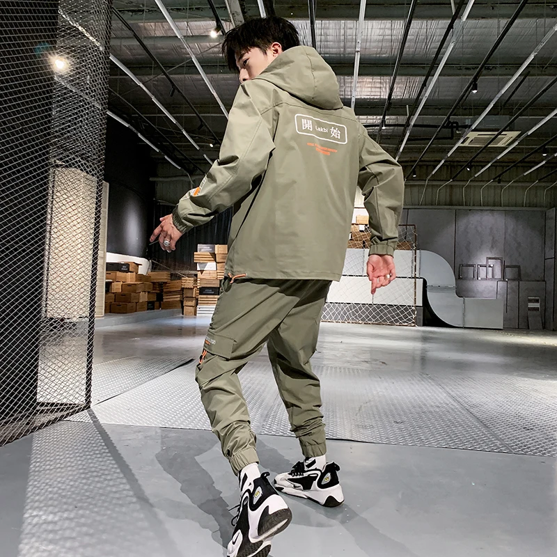 Men's Hooded Jacket+Pants 2PC Sets mal Workwear tide card loose Pullover front pocket coat& Long Pants mal Clothing 4XL Men's Hooded Jacket+Pants 2PC Sets mal Workwear tide card loose Pullover front pocket coat& Long Pants mal Clothing 4XL