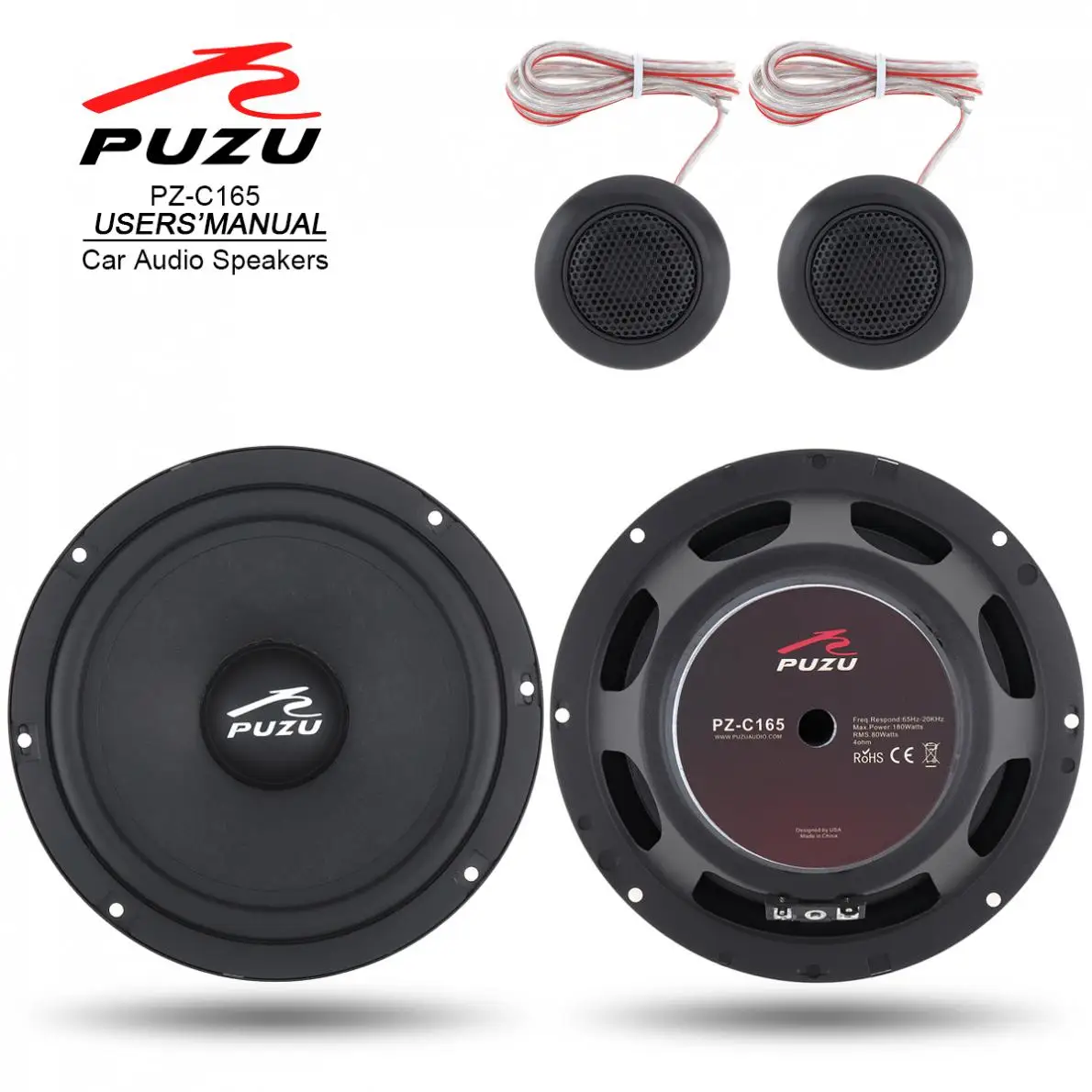 PZ C165 2Pcs 6.5 Inch 180W Car Coaxial Full Range Frequency Stereo