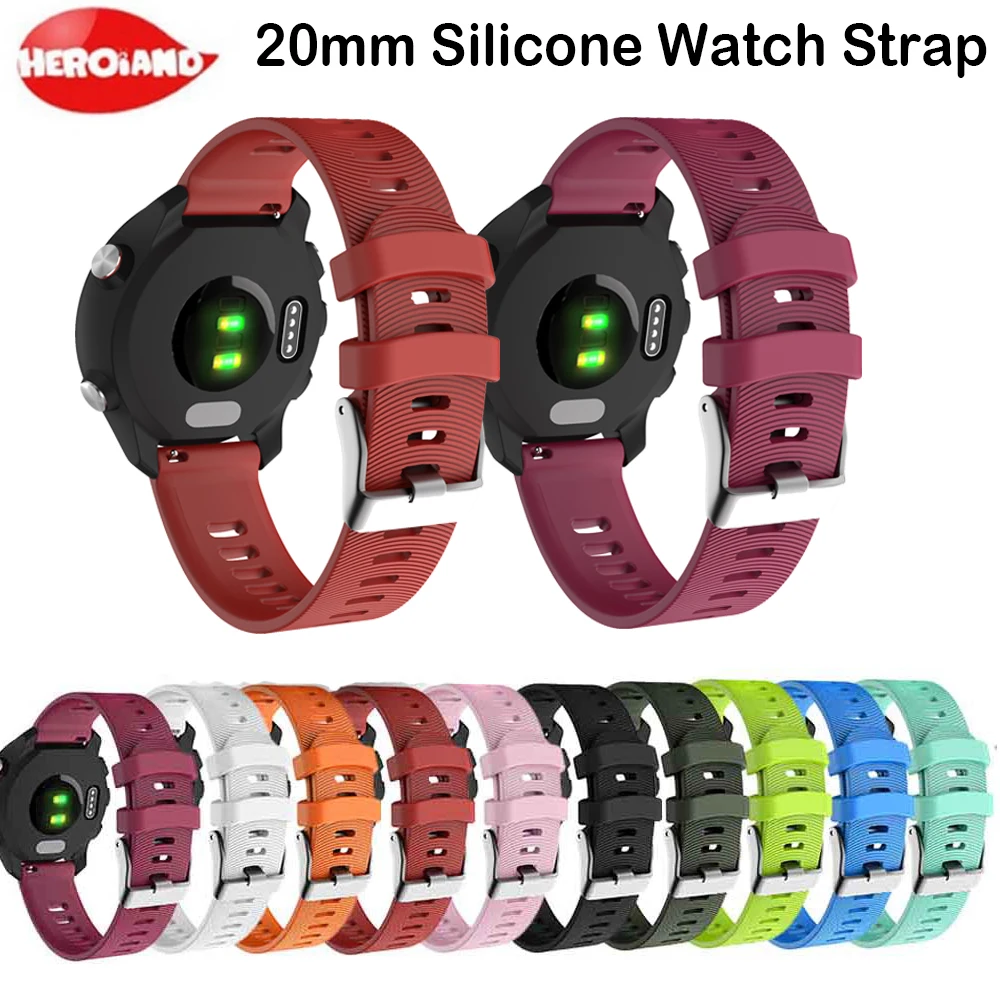 

20mm Sport Silicone Watchband Strap for Garmin Forerunner 245 245M 645 Vivoactive 3 Smart Watch Bracelet WatchBand Wristband