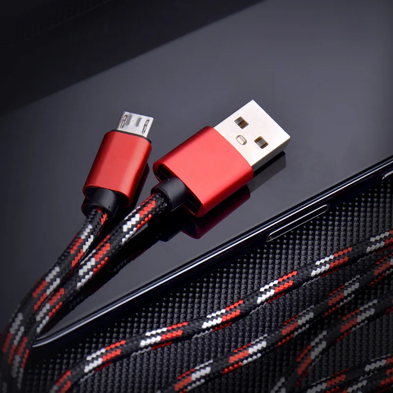 

2A Practical Mobile Phone Micro UsbJack Devices Charging Cable Data Cable Applicable For Android V8 Nylon Woven Aluminum Alloy