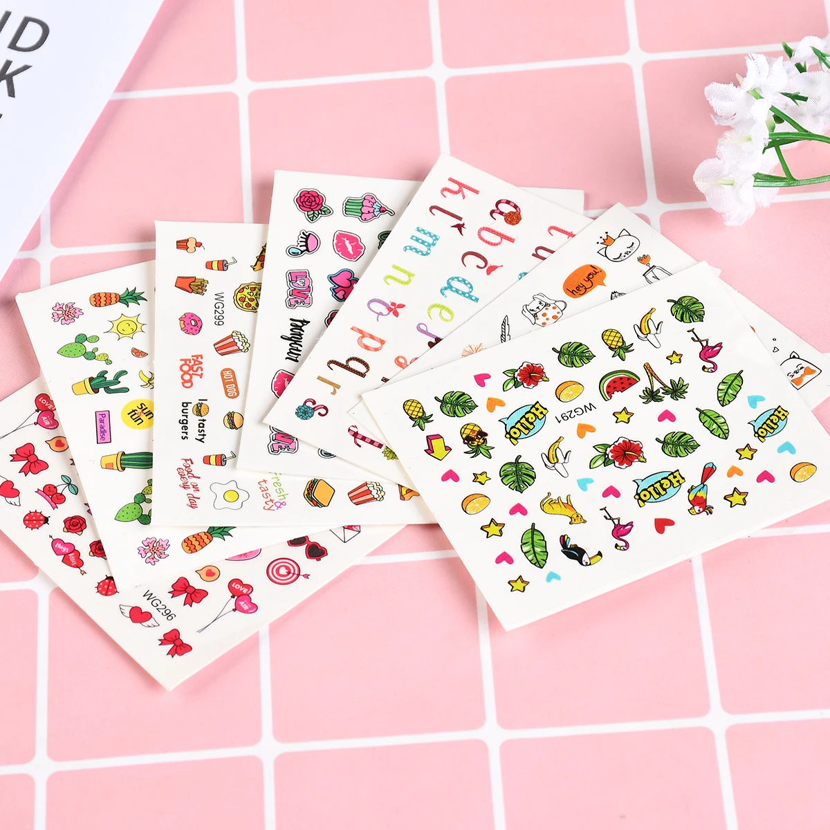 

1Sheet Summer Partten Nail Art Sticker Water Decals Lovely Cartoon Food Nail Wraps Slider for Nail Art Tattoo Decoration