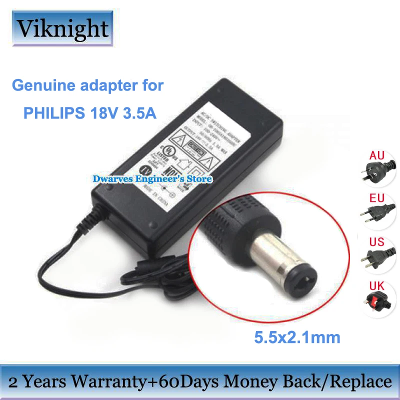Adaptador de Comutação Carregador para Philips Fonte de Alimentação Genuine Oh-1065a1803500u 1065a1803500u2 As851 – 10 63w ac Adaptador dc 18 v 3.5a