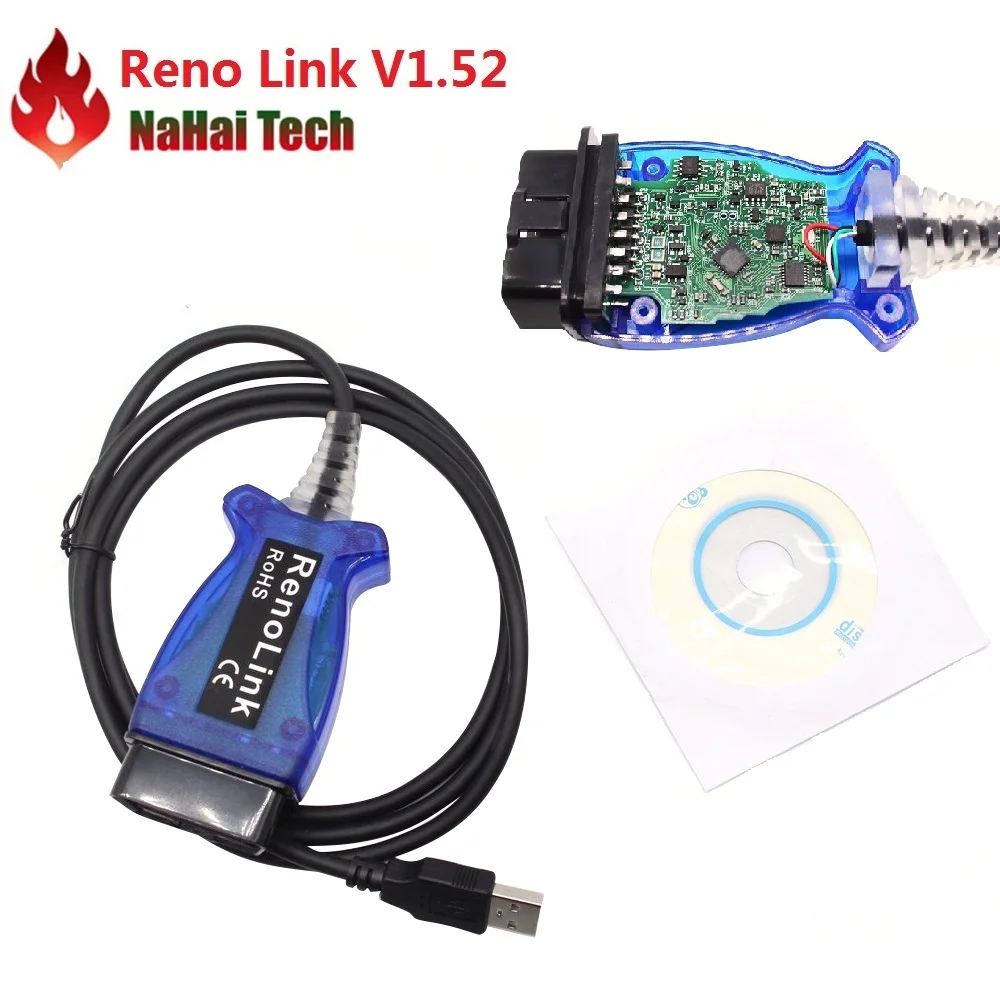 Программатор ЭБУ для Renault RENOLINK V1.52 или Renault Renolink V1.52 ключ/Подушка безопасности/ECM/UCH/программатор OBD2 автомобильный диагностический USB кабель