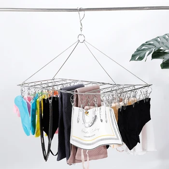 

24/36/46/52 Clips Folding Clothes Hanger Drying Rack for Socks Towels Diapers