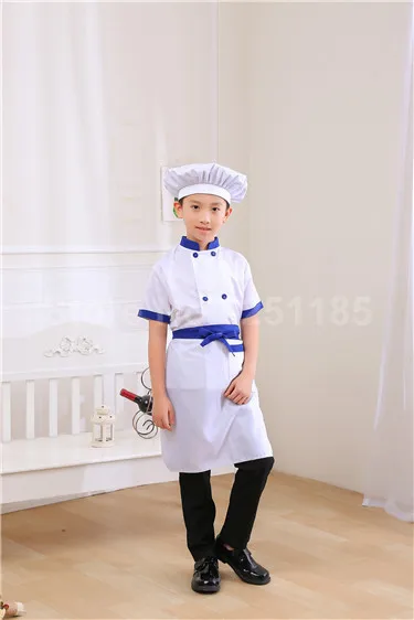 Хэллоуин косплей Ресторан униформа повара дети питание шляпа Дети кухня официант одежда наборы выпечки Ролевые костюмы