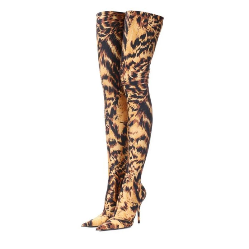 Thigh high boots animal print Clearance