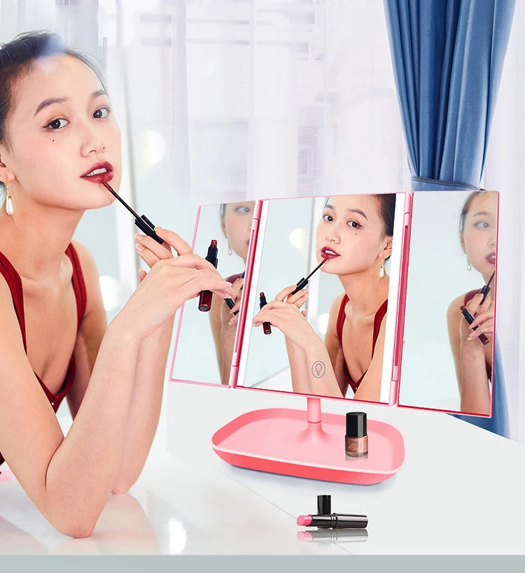  AiLESEN Folding LED Touch Screen Makeup Mirror Table Desktop Makeup With Mini 10X Magnifying Mirror