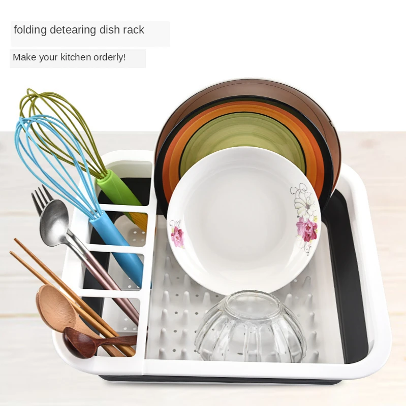 

Folding drain bowl rack kitchen storage rack multi-function bowl tray chopsticks tableware storage bowl tray dish storage bowl