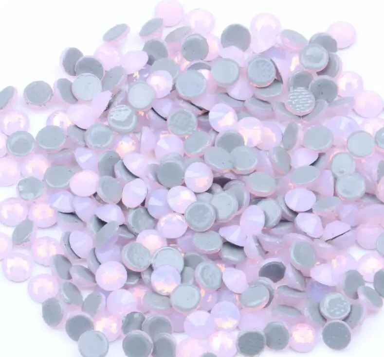 Pink Opal All Sizes Blue/Green/White/Pink Opal Crystal Nail Art Rhinestone decorations 3D Flatback Glass HotFix Rhinestones for Garment - Цвет: Pink Opal
