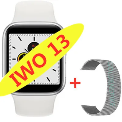 IWO 13 умные часы 44 мм 1:1 часы серии 5 PK IWO 10 11 12 для apple iPhone IOS Android телефон Bluetooth умные часы для женщин и мужчин - Цвет: add steel strap